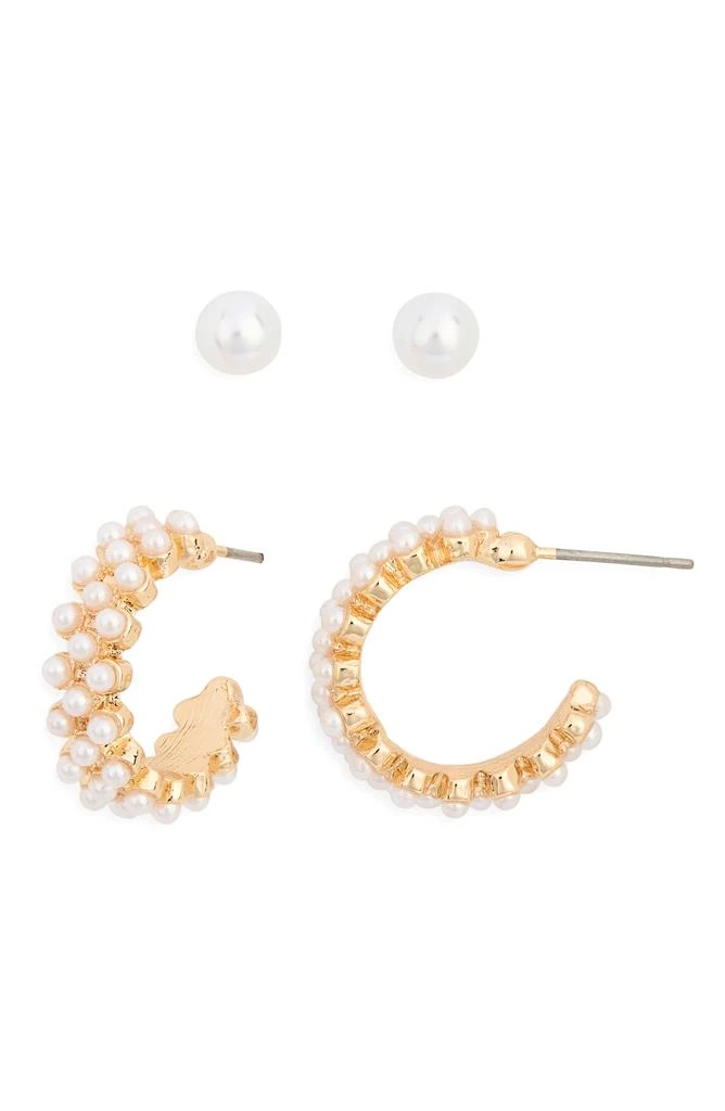 Ettika Jewelry Set of 2 Faux Pearl 
Hoop Earrings