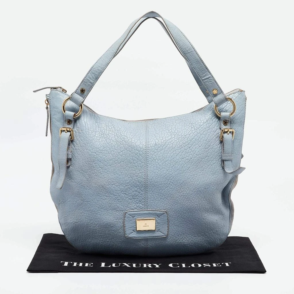Aigner Aigner Light Blue Pebbled Leather Hobo 16