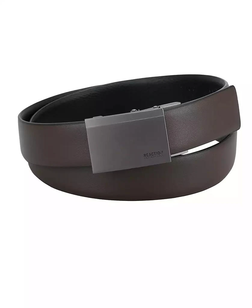 Kenneth Cole Men's Exact System Track Lock Gunmetal Plaque Buckle Belt 1
