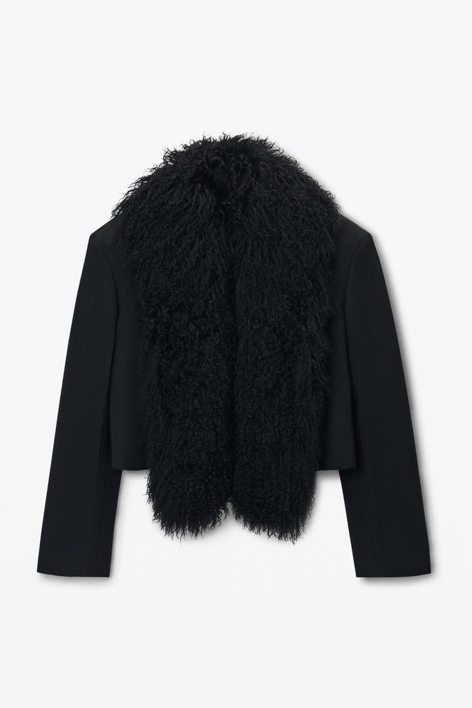 Alexander Wang Cropped Blazer with Mongolian Fur