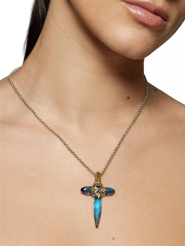 Konstantino Anthos Blue Spinel Cross Pendant 7