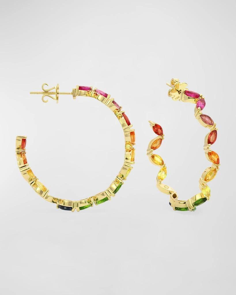 Stevie Wren The Girl Gang 18K Yellow Gold Rainbow Marquis Gemstone Hoop Earrings 1