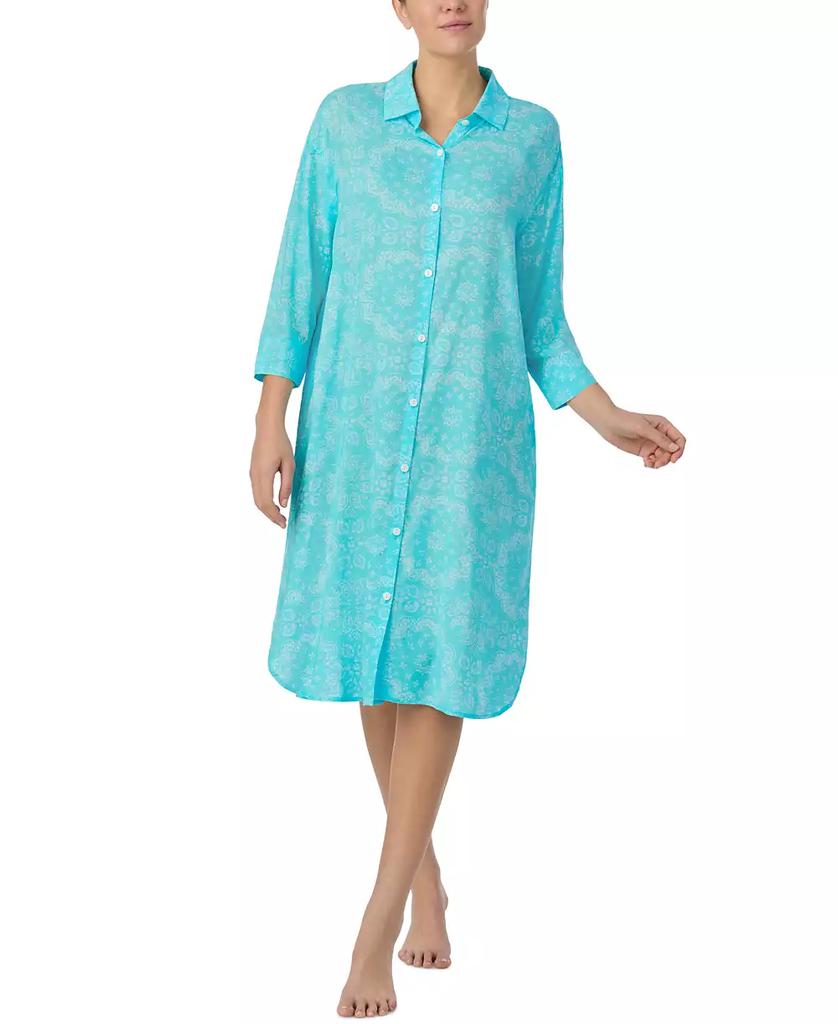 Ellen Tracy Women's Printed 3/4-Sleeve Midi Sleepshirt