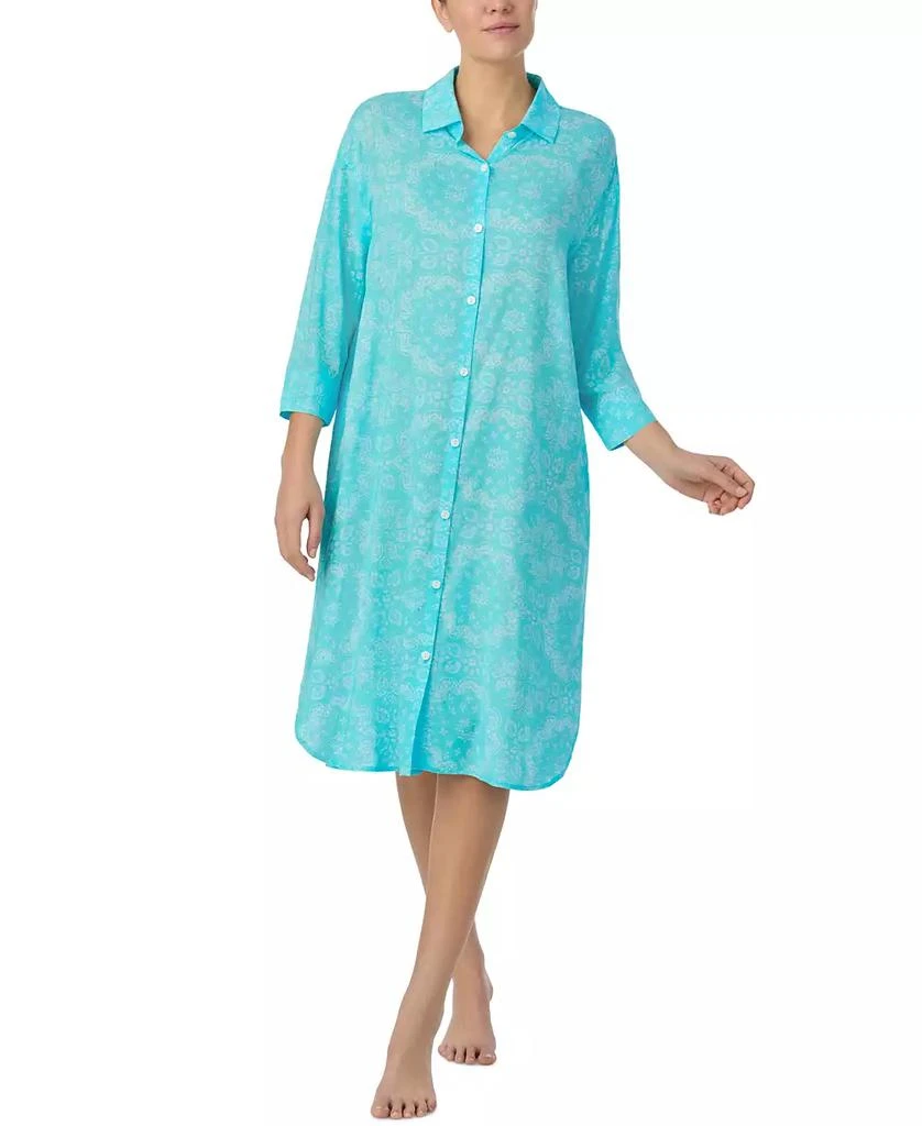 Ellen Tracy Women's Printed 3/4-Sleeve Midi Sleepshirt 1