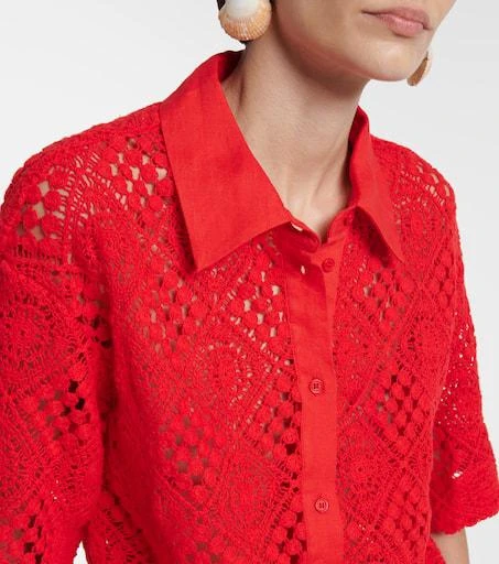 SIR. Rayure cotton-blend crochet shirt 4