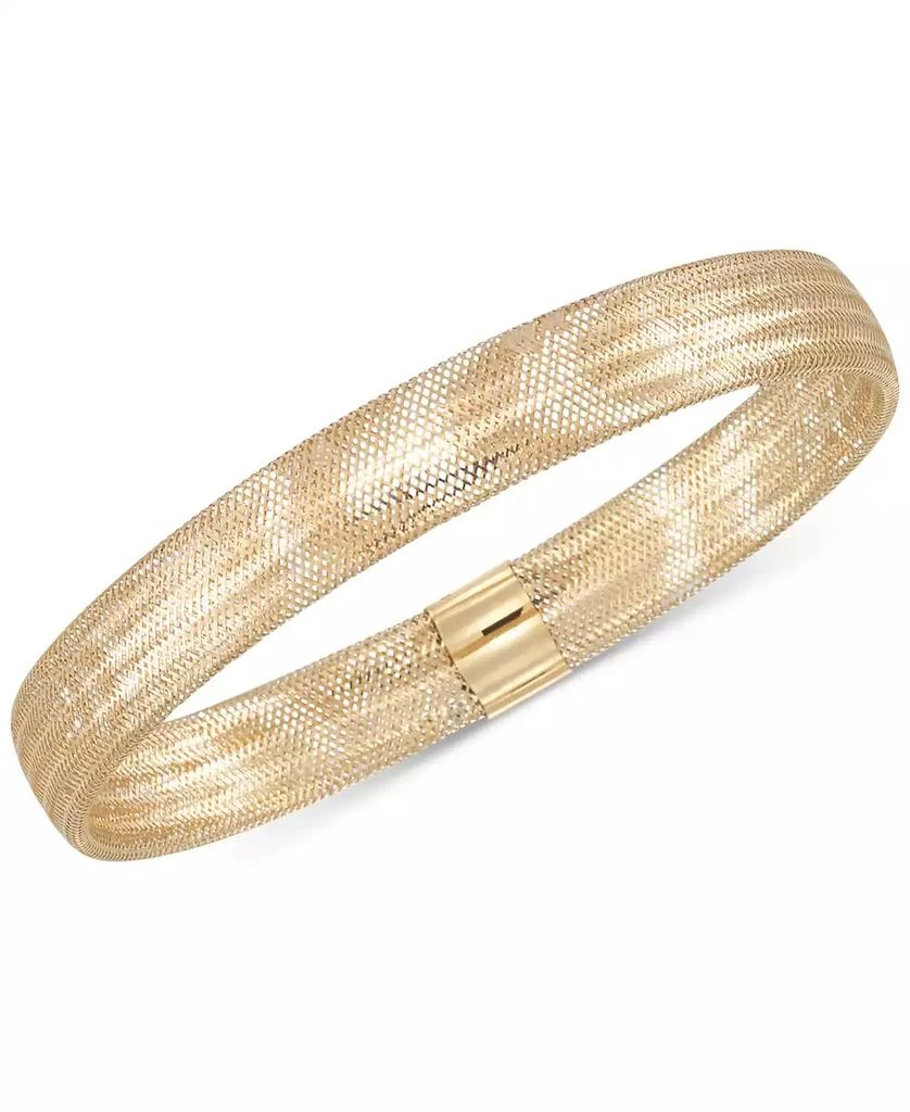 Italian Gold Stretch Bangle Bracelet in 14k Yellow, White or Rose Gold, Made in Italy 1