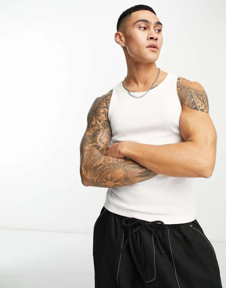 COLLUSION COLLUSION ribbed vest in white 1