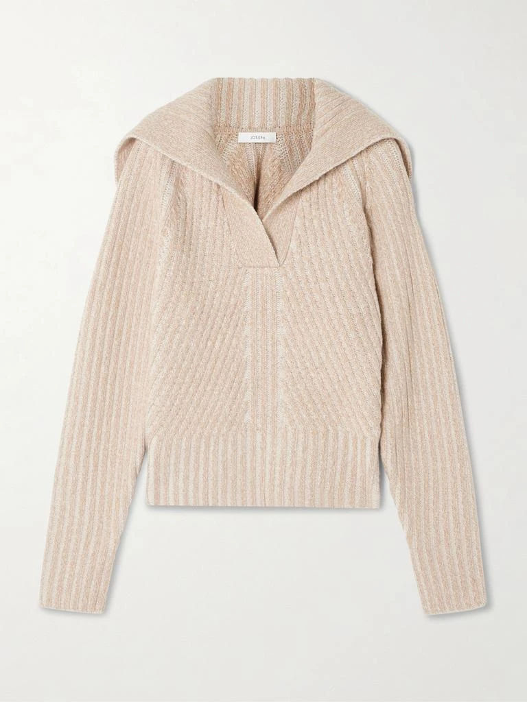Joseph Robby Ribbed Merino Wool-blend Sweater - Beige - Sweaters - Free ...