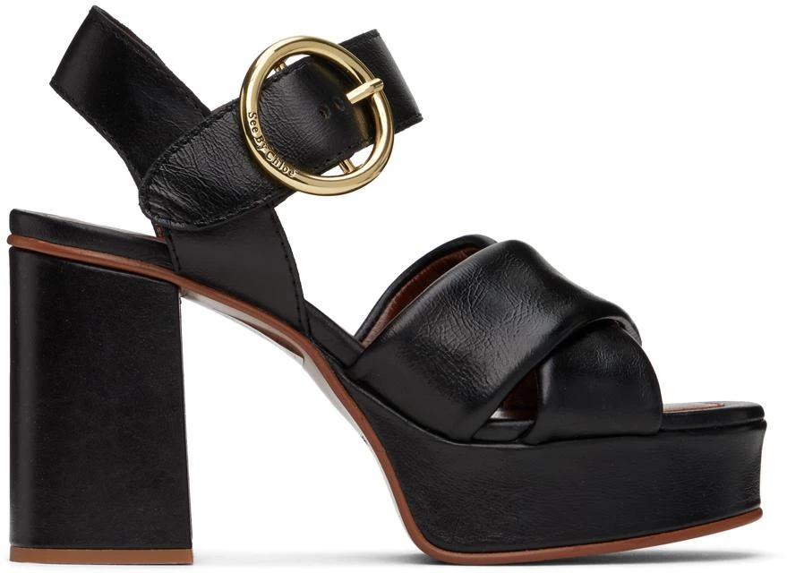 See by Chloé Black Lyna Platform Heeled Sandals 1