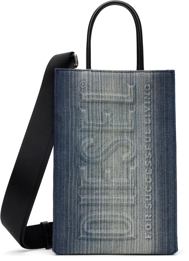 【DIESEL】Dsl 3d Shopper M X Men's Dsl 3D M-PU tote bag with embossed logo | Black | Diesel