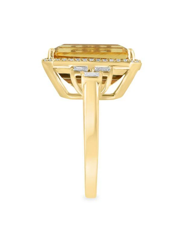 Effy 14K Yellow Gold, Citrine & Diamond Halo Ring 3