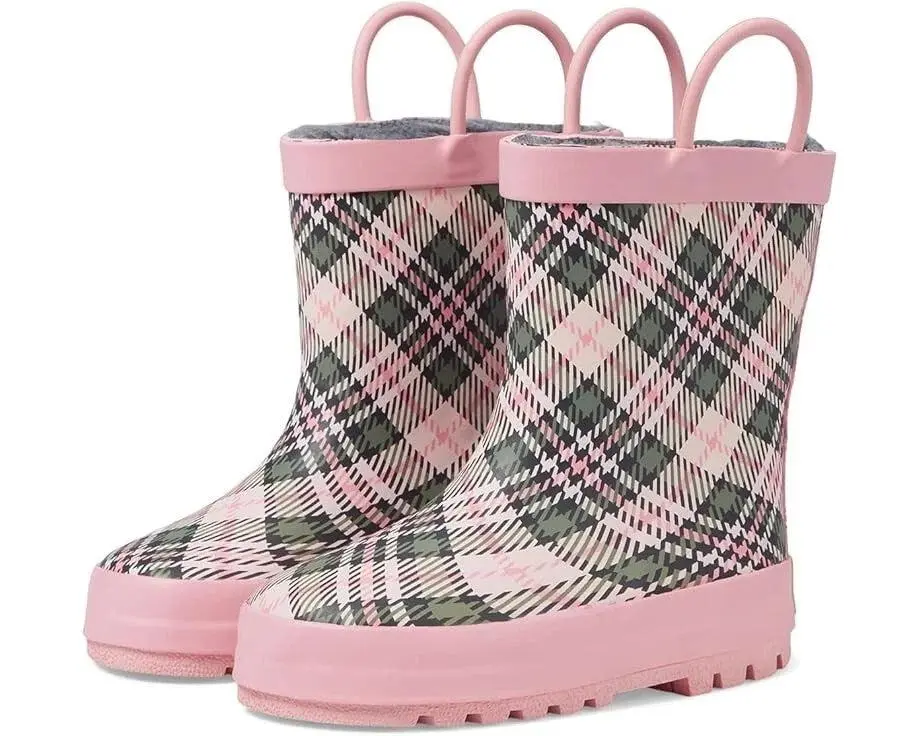 Western Chief Kids  Precious 24106276P Pink Plaid Waterproof Rain Boot JOBB1651