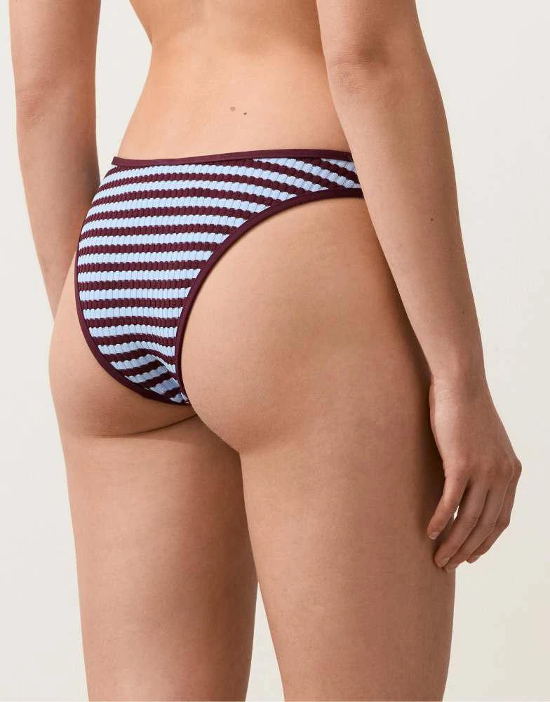 OYSHO OYSHO Two-tone textured stripe medium-coverage bikini briefs in purple 4