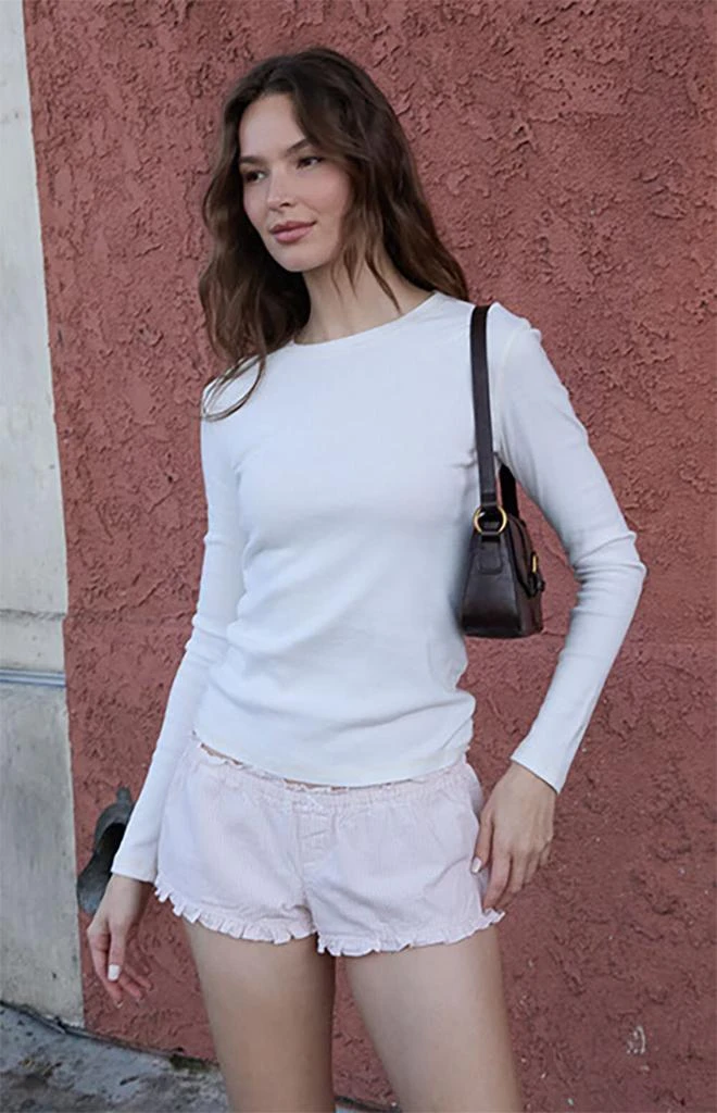 John Galt Pink Striped Keira Ruffle Pajama Shorts