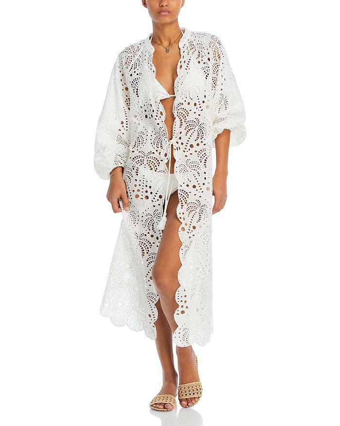 FARM Rio Laise Eyelet Kimono Swim Cover-Up