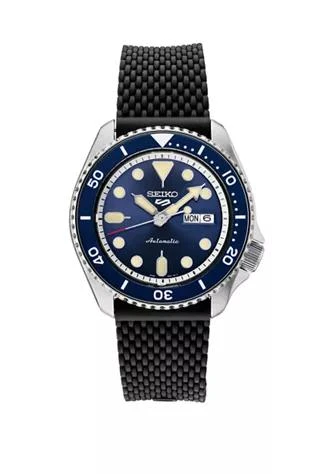 Seiko Mens Stainless Steel Rubber Strap Watch 1