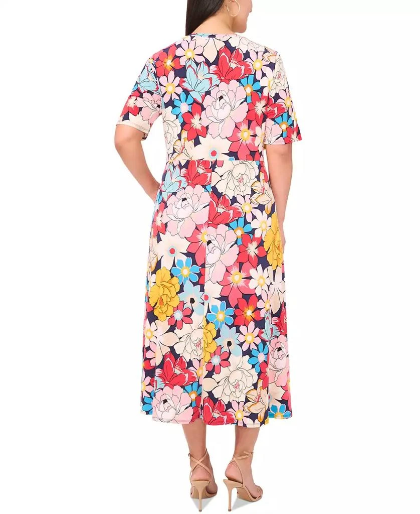 MSK Plus Size Printed Twist Elbow-Sleeve Midi Dress 5