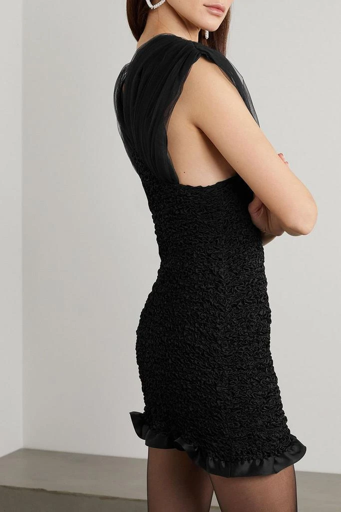 Alessandra Rich Appliquéd shirred silk-satin and tulle mini dress 3