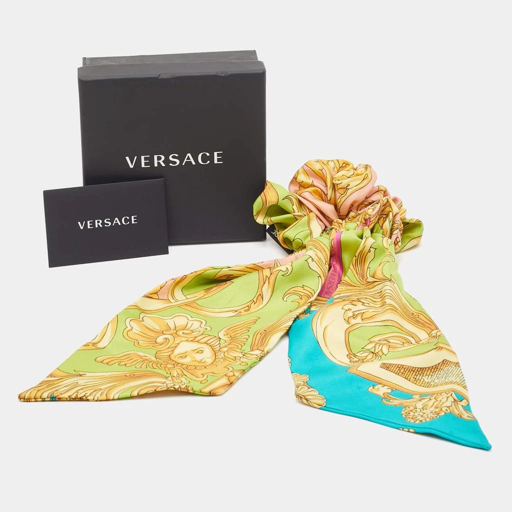 Versace Versace Green Barocco Goddess Silk Ribbon Scrunchie 5