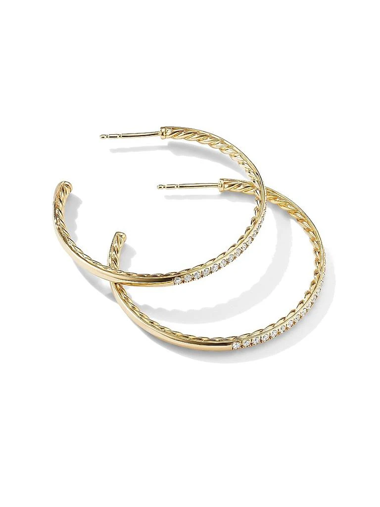 David Yurman Pavé Hoop Earrings in 18K Yellow Gold 2