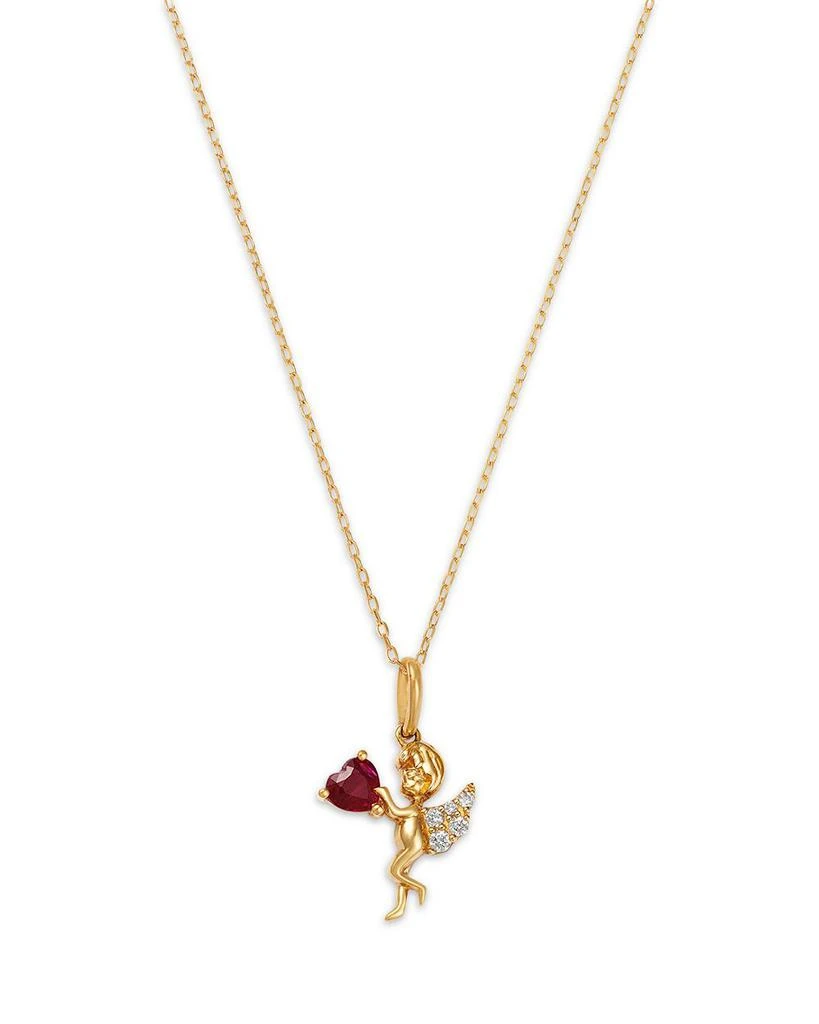 Bloomingdale
s Fine Collection Ruby 
Diamond Cupid Heart Pendant Necklace in 14K Yellow Gold, 18" 1