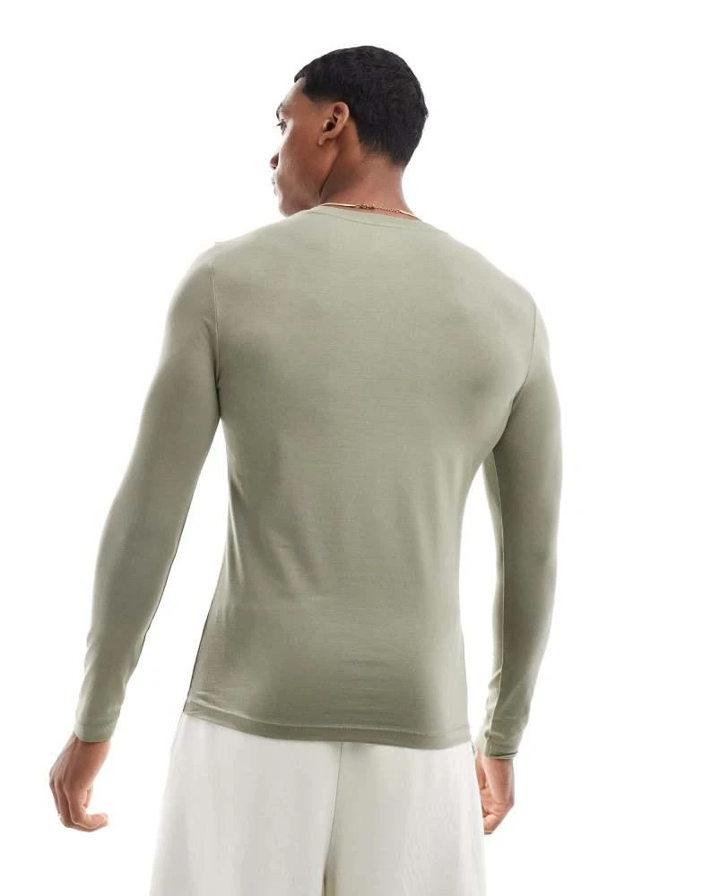 ASOS ASOS DESIGN essential muscle fit long sleeve t-shirt in khaki 4