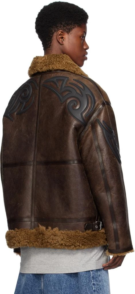 Vetements Brown Graphic Shearling Jacket 3