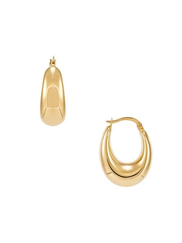 Saks Fifth Avenue 14K Yellow Gold Oval Hoop Earrings 1