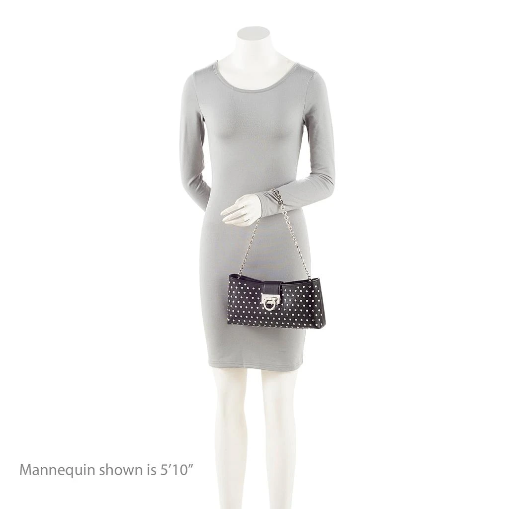 Salvatore Ferragamo Ferragamo Leather Crystal Trifolio Chain Shoulder Bag 5