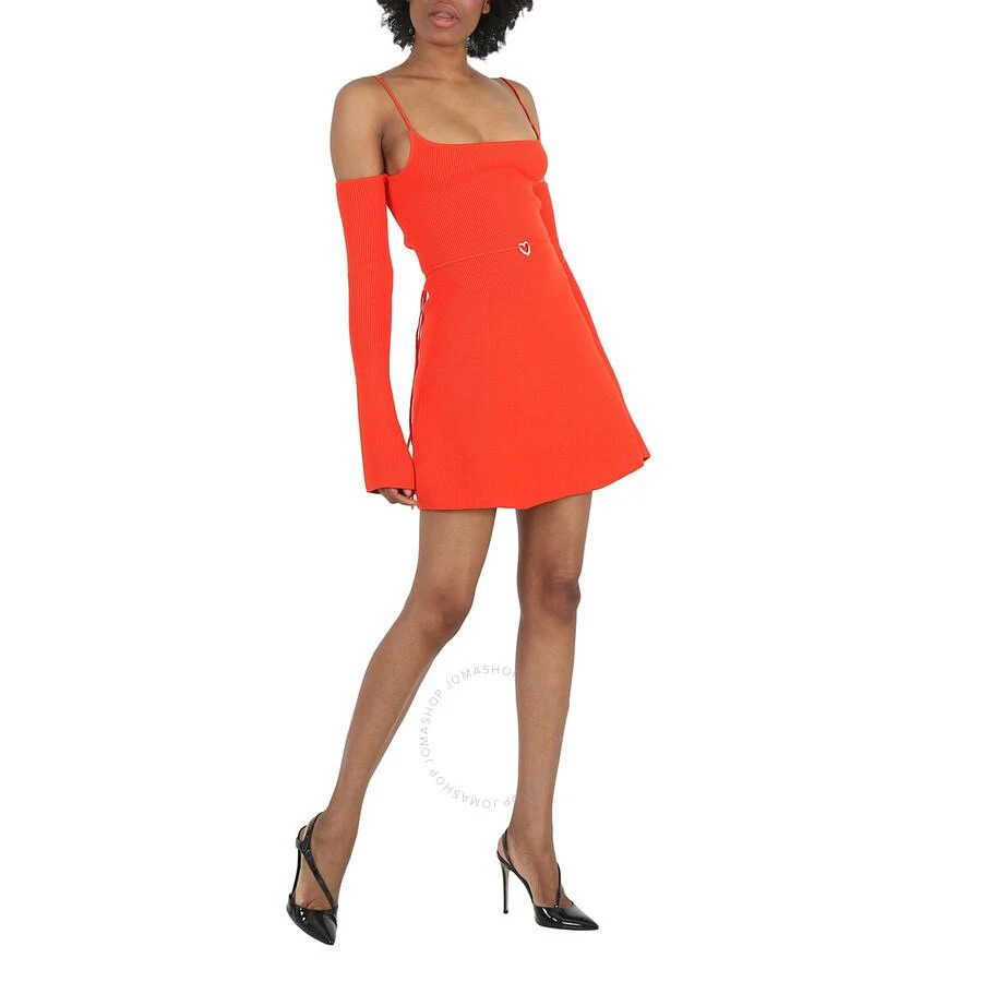 Mach & Mach Ladies Red Samantha Heart-Detail Rib Knit Mini Dress 3
