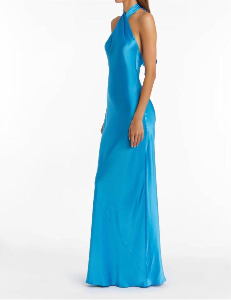 Amanda Uprichard Jade Silk Maxi Dress In Blue