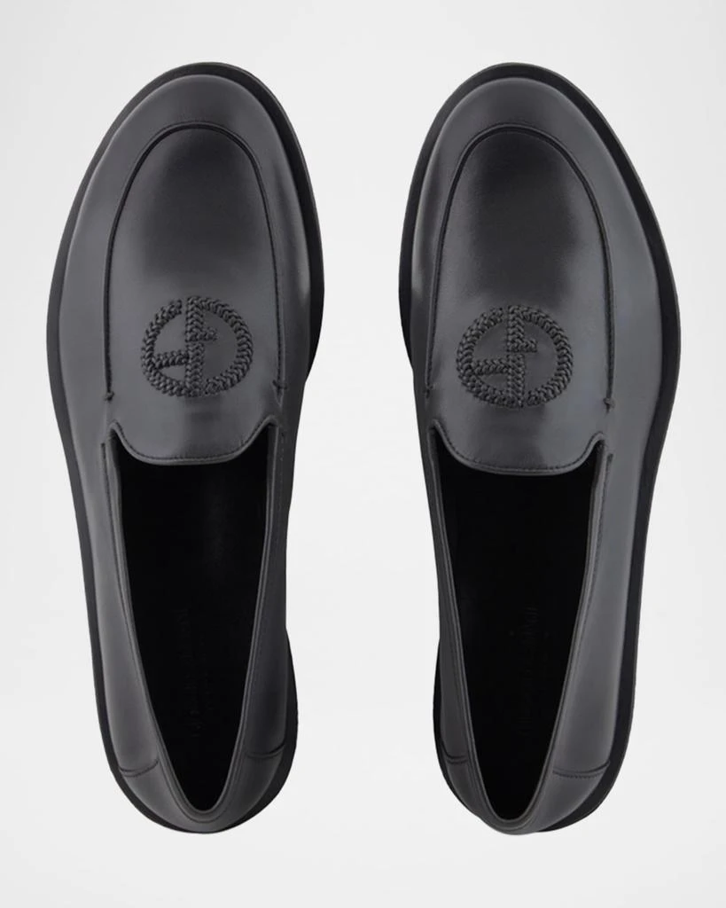 Giorgio Armani Men's Leather Monogram Smoking Slippers 5
