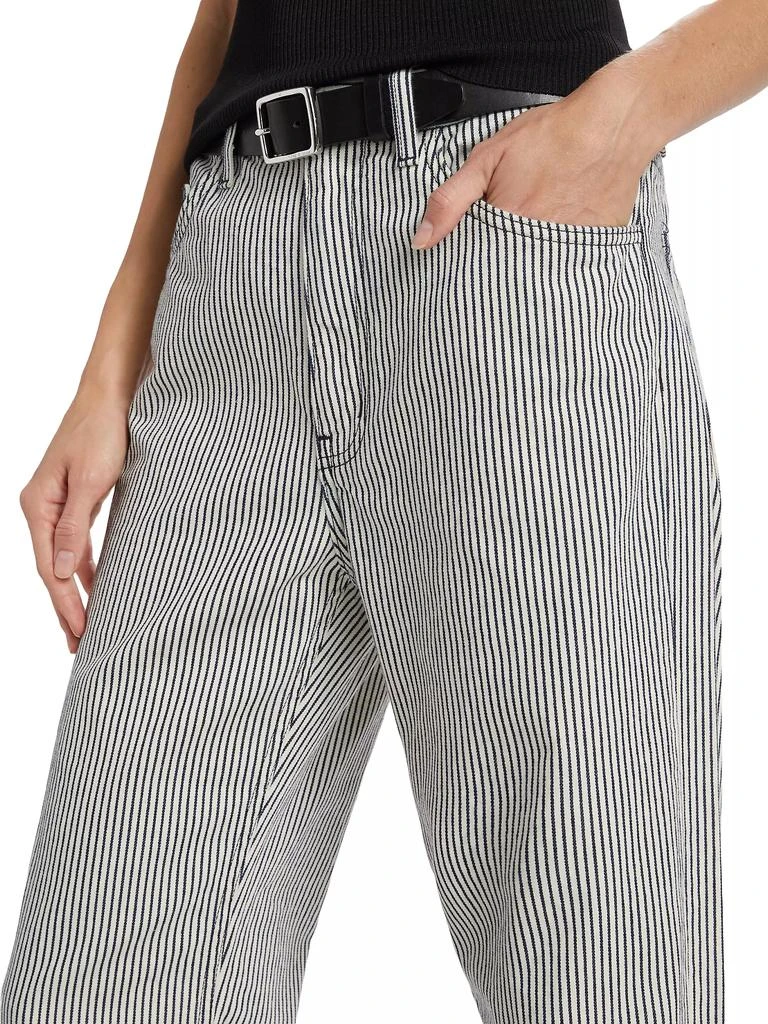 Nili Lotan Mitchell Striped Mid-Rise Wide-Leg Jeans 6