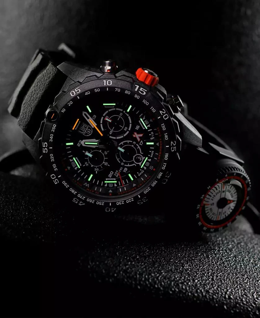 Luminox Men's Swiss Chronograph Bear Grylls Survival Master Series Compass Orange Rubber Strap Watch 45mm 6