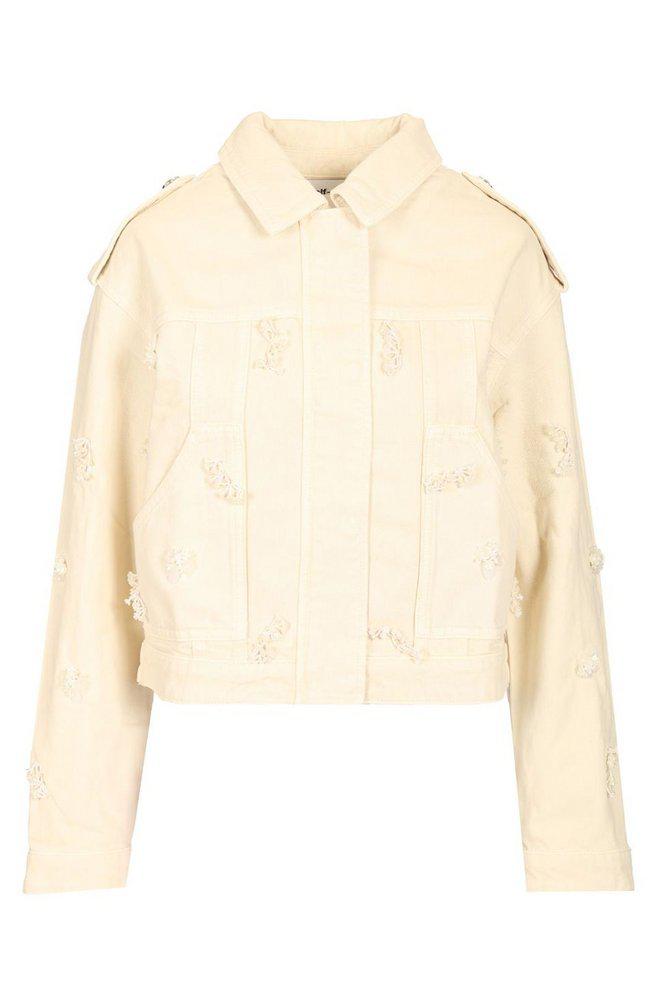 Self Portrait Self-Portrait Floral Beaded Denim Jacket
