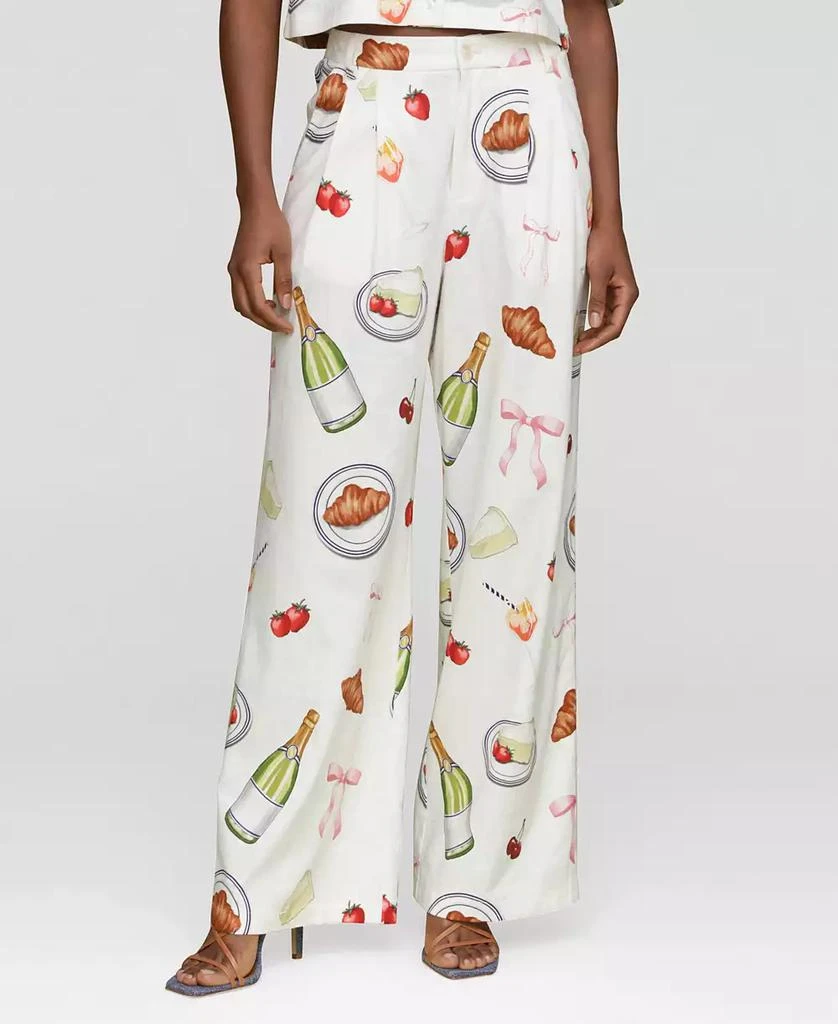 Avec Les Filles Women's Printed High-Rise Wide-Leg Pants 1