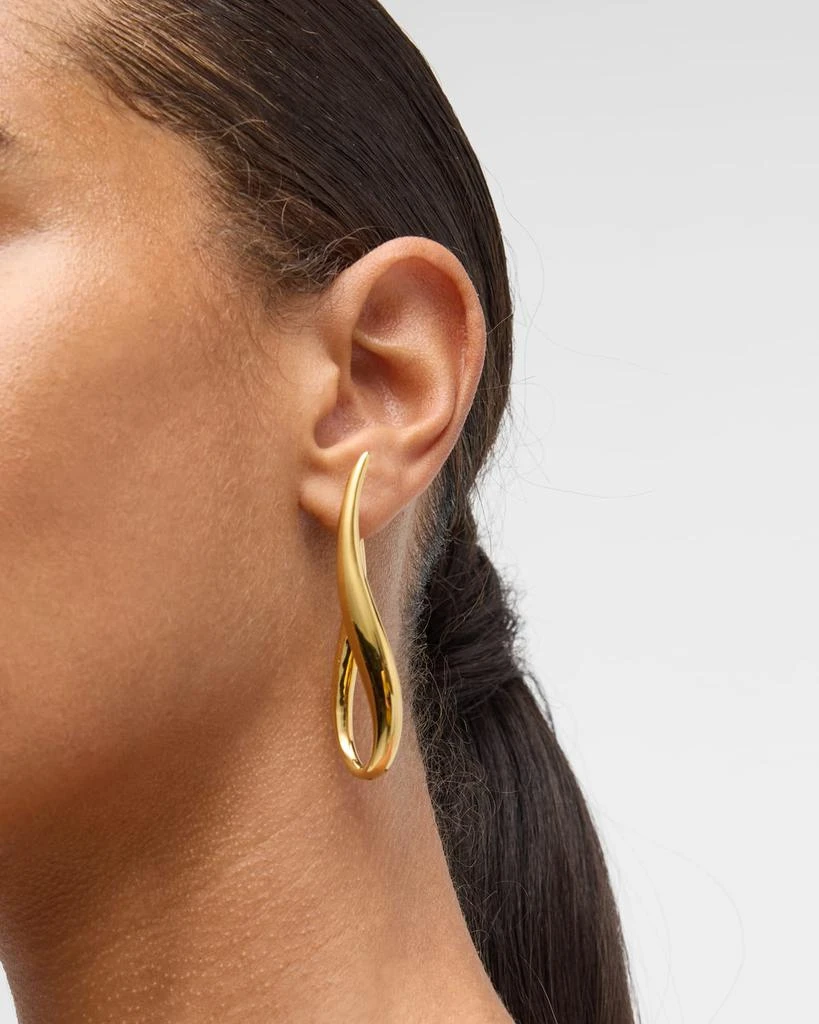 Lisa Nik Golden Dreams 18K Yellow Gold Elongated Wavy Hoop Earrings 2