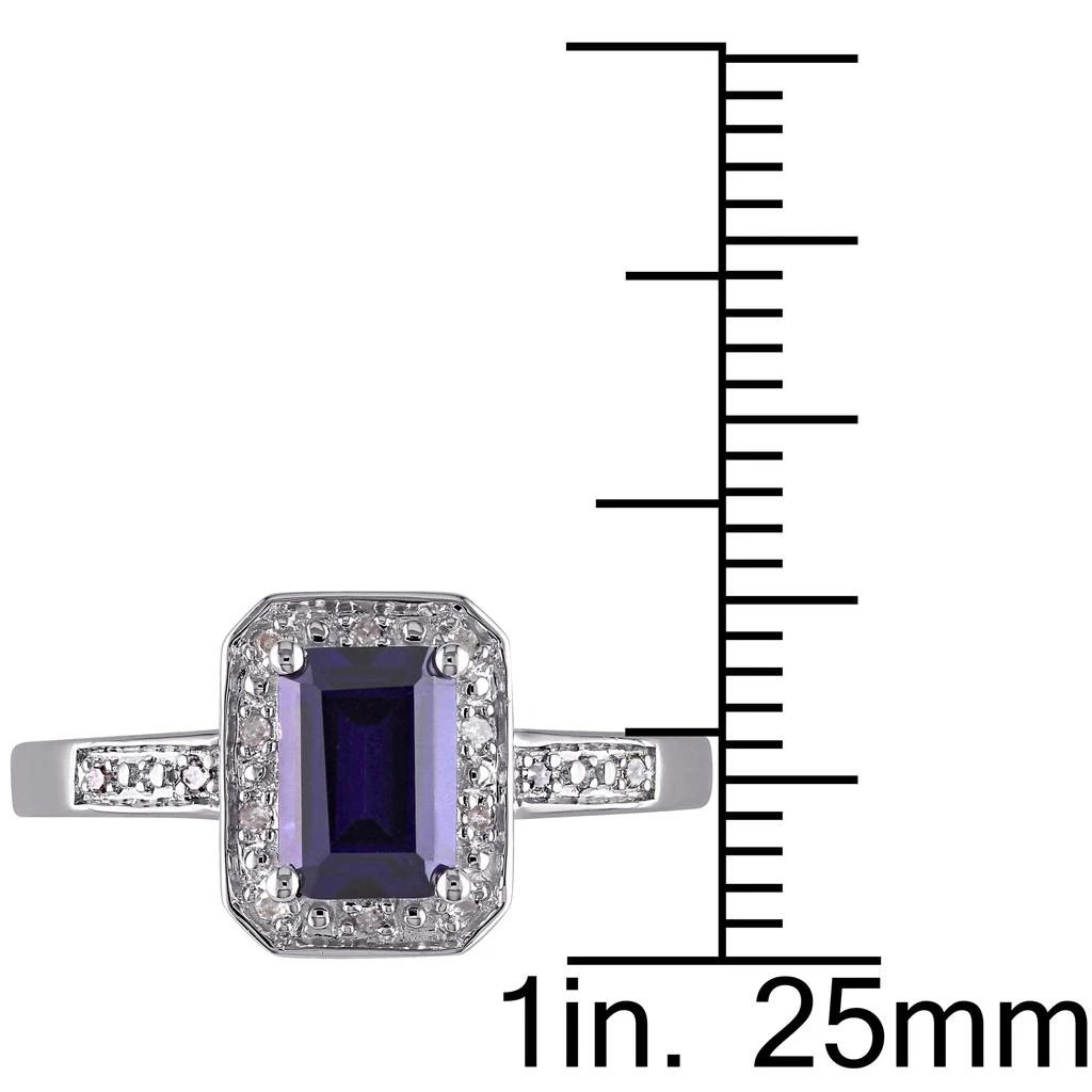 Mimi & Max 1 3/5ct TGW Emerald Cut Created Blue Sapphire and Diamond Accent Ring in Sterling Silver 3