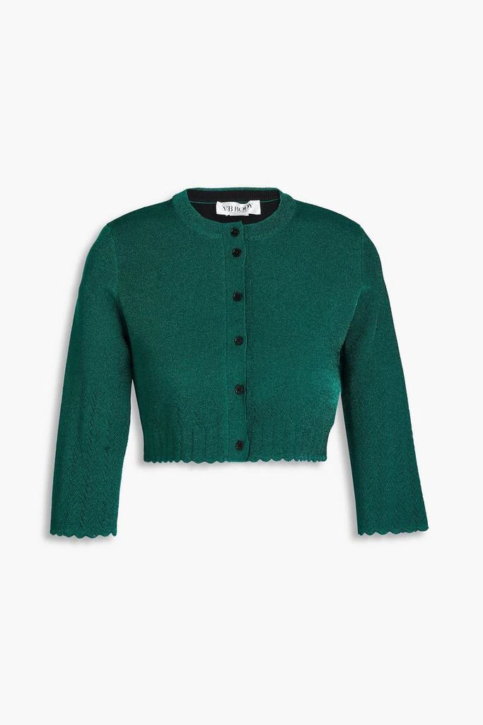 VB BODY VICTORIA BECKHAM Cropped metallic stretch-knit cardigan 1