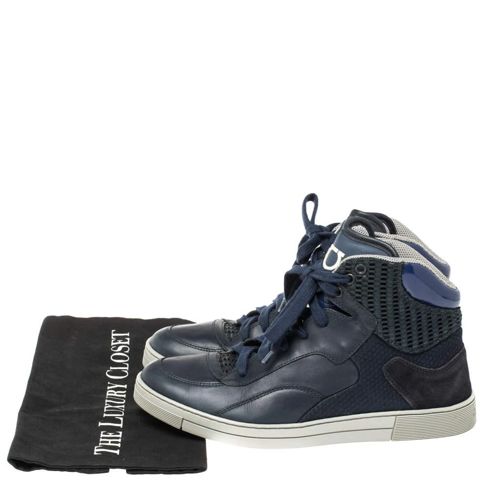 Salvatore Ferragamo Salvatore Ferragamo Blue Leather and Mesh High Top Sneakers Size 41 8