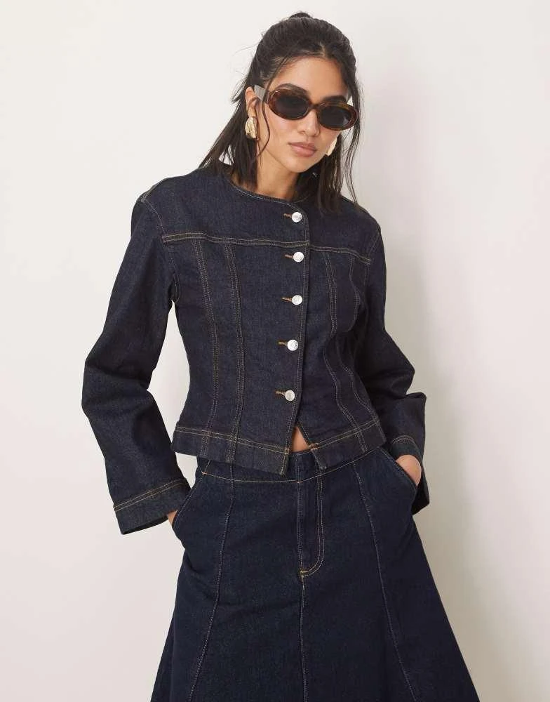 GINA TRICOT Gina Tricot co-ord strech denim jacket with cinch waist in rinse wash indigo 1