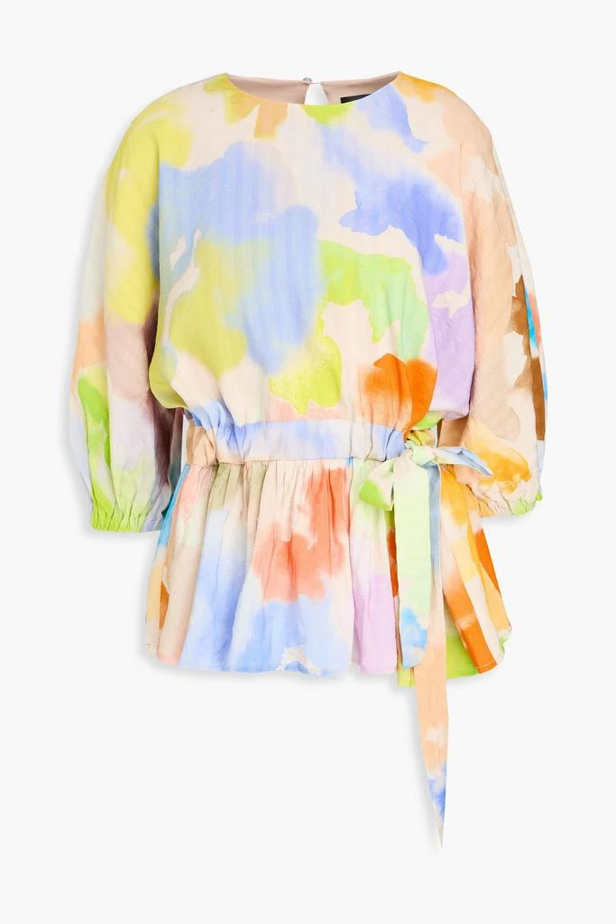Stine Goya Louisa printed linen-blend seersucker blouse