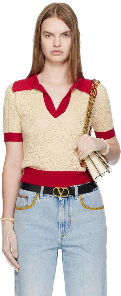 Valentino Beige Flax Linen Polo 1