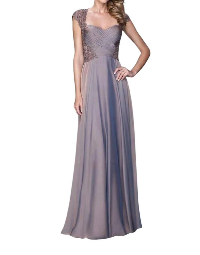 La Femme La Femme - Lace Ornate Ruched Gown 1