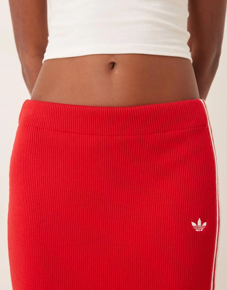 Adidas adidas Originals Adicolor 3-stripes knitted skirt in red 2