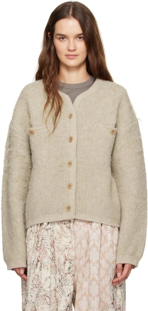 OPEN YY Beige Shaggy Cardigan