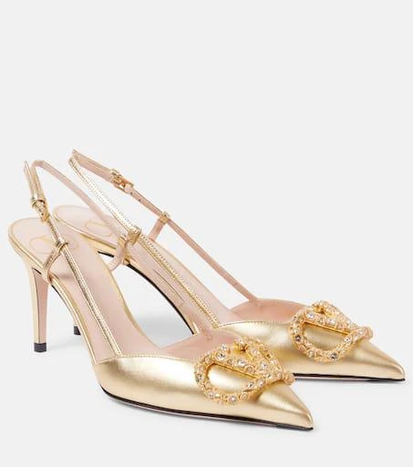 Valentino VLogo Signature metallic leather pumps 1