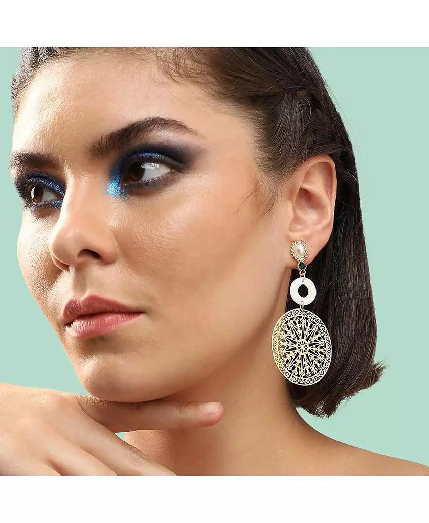 SOHI Women
s White Celestrial Filigree Drop Earrings 3