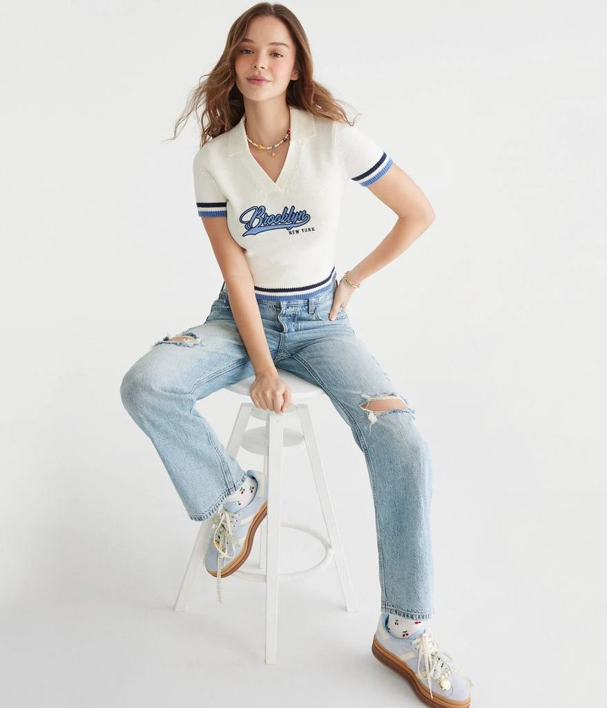 Aeropostale Brooklyn Cropped Graphic Sweater Polo 2
