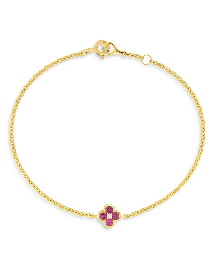 Bloomingdale
s Fine Collection Pink Sapphire 
Diamond Bezel Clover Chain Link Bracelet in 14K Yellow Gold 2